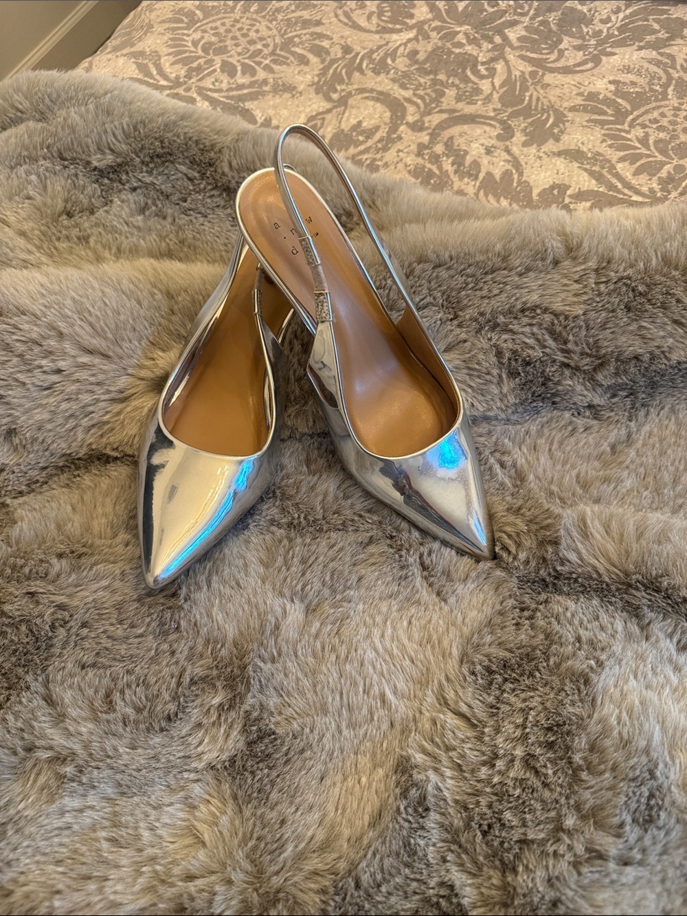 a new day Silver Pointed-Toe Slingback Pumps